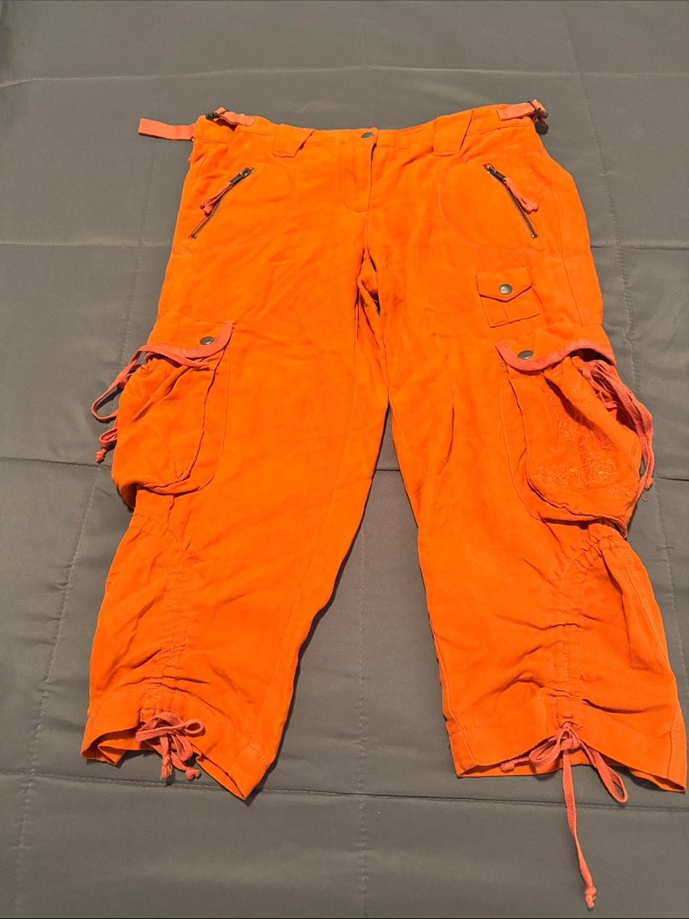 Da-Nang Orange Casual Cargo Capri Shorts